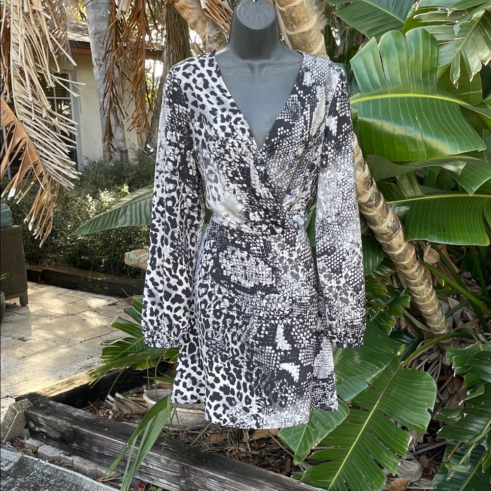 Express snake print wrap front dress
